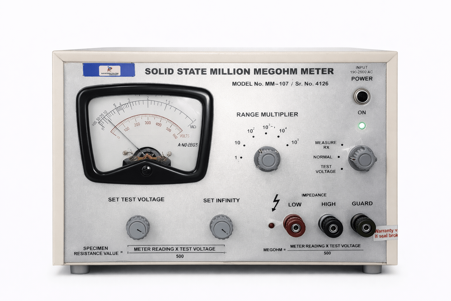 SOLID STATE MILLION MEGOHM METER